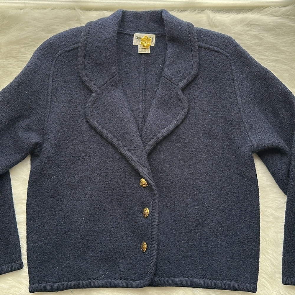 Carroll Reed 100% Wool Blue button down Long sleeve sweater jacket size 8 - Picture 6 of 16